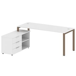 Metal System Р. ст. с тумбой на П-образном м/к БП.РС-СТС-2.5 (L) Белый/Мокко металл 1900*1520*750 - Фото предпросмотра
