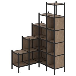 Loft Угловой внутренний стеллаж наборный VR.L-49 Дуб аризона/Чёрный металл 1278*1278*2280 - Фото предпросмотра