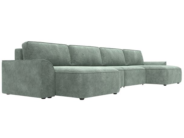 Диван п-образный Лига-048 НПБ лонг Велюр зеленый - Вид 3