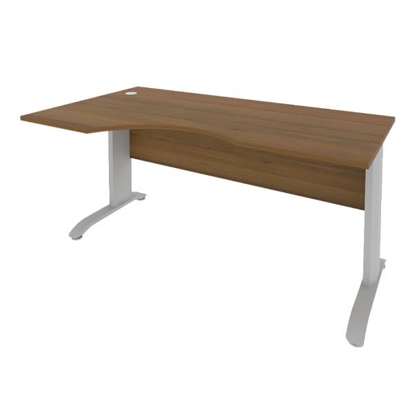 Riva Metal-L Стол криволинейный левый ПЛ.СА-1 (L) Орех/Тёмно-серый металл 1600*900*750 - Вид 1