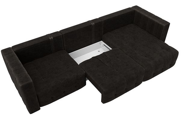 Диван угловой Лига-052 НПБ Лонг угол универсальный Велюр коричневый - Вид 7