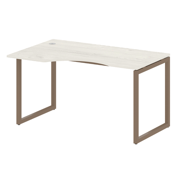 Metal System Quattro Стол криволинейный левый на О-образном м/к 40БО.СА-2 (L) Дуб наварра/Мокко металл 1400*900*750 - Вид 1