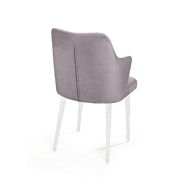 Стул с подлокотниками Hunt ромб, бархат светло-серый 26 / белый конус - Вид 5