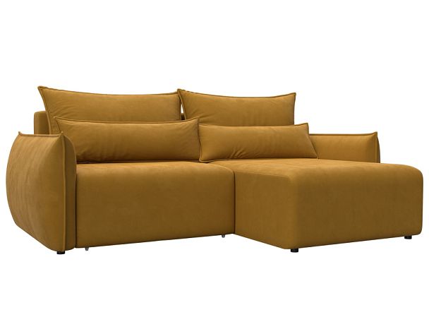 Диван угловой Лига-051 НПБ угол универсальный Велюр желтый - Вид 1
