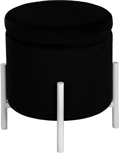 Комплект пуфов Кен с местом для хранения Черный велюр H-75/белый, 2 шт. - Вид 2
