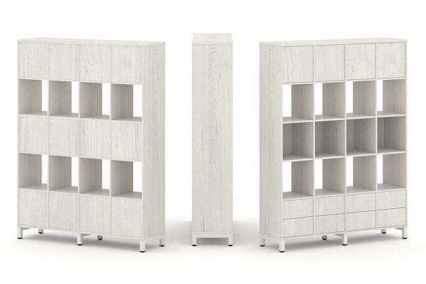 Стайл Проджект Набор стеллажа 1 сторон., 5 яр. SN.NS-541 Дуб Наварра/Металл Белый 1488*400*1982 - Вид 1