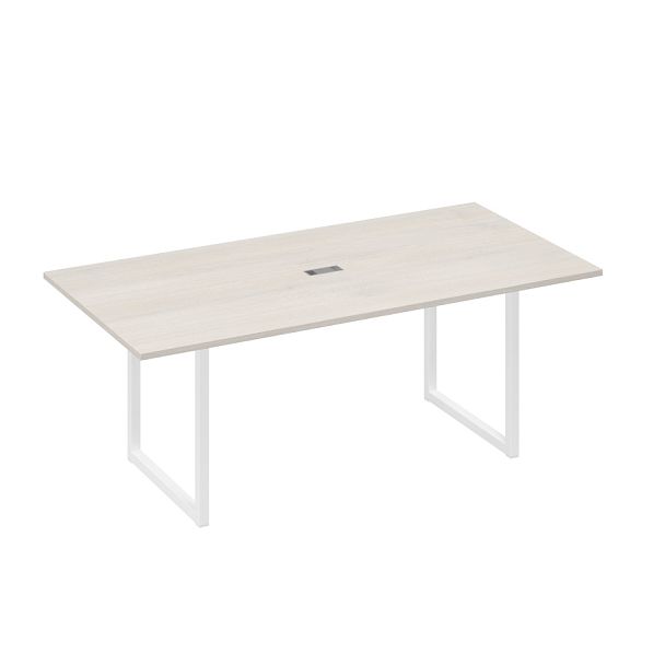 Стол 200 с металлокаркасом QUATTRO для переговоров A4 А4 Б4 123 БП дуб / металлокаркас белый - Вид 1