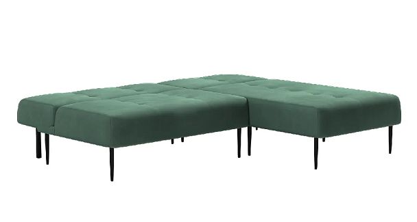 Monaco диван-кровать с шезлонгом, без подлокотников, бархат зеленый 19 - Вид 7