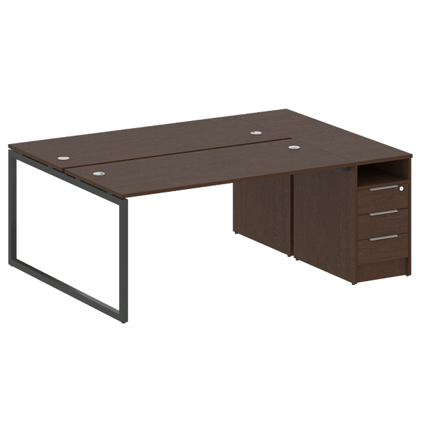 Metal System Quattro Р. ст. с тумбой на О-образном м/к 40БО.РС-СТП-2.4 Венге/Антрацит металл 2012*1475*750 - Вид 1