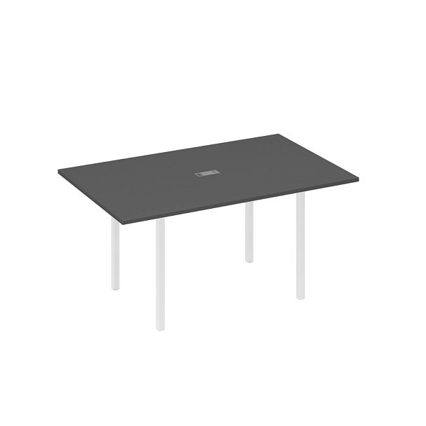 Стол для переговоров 160 прямой на каркасе DUE A4 А4 Б2 121 БП антрацит премиум / металлокаркас белый - Вид 1