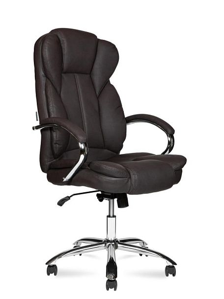Кресло офисное / Верса / (brown) сталь + хром / темно-коричневая экокожа - Вид 1