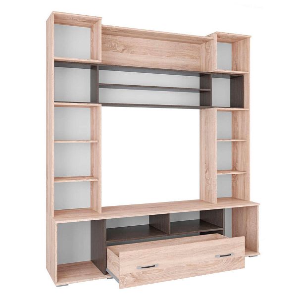 Гостиная Оскар-18 центральная секция ОГЦС-1 (2100х1900х430) дуб сонома/венге - Вид 2