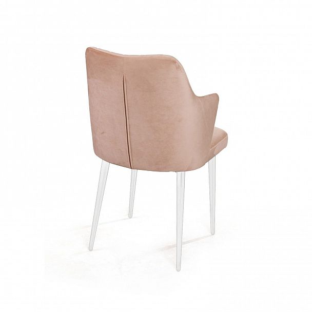 Стул с подлокотниками Hunt ромб, бархат бежевый 5 / белый конус - Вид 4