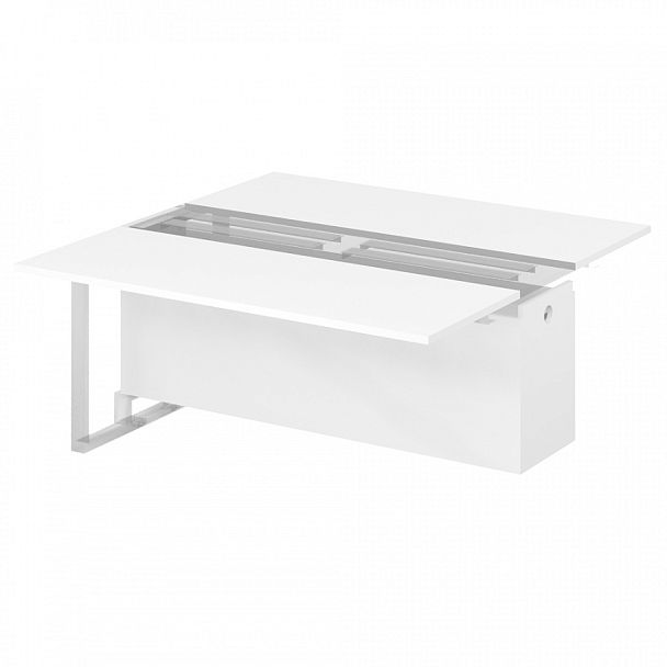 Центральный модуль 160 переговорного стола на промежуточных опорах "Компьютерные столы"  ПК-ФРМ-СТГ160Х160/Ц-В2-76 белый - Вид 1