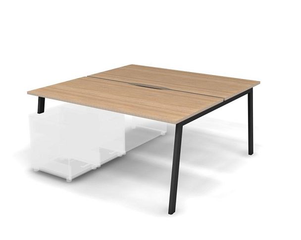 MATRIX 121В202-A Стол прямой двойной с опорой на тумбу, пров. вырезной (А-опоры) 1580х1590х775 Швейц - Вид 1