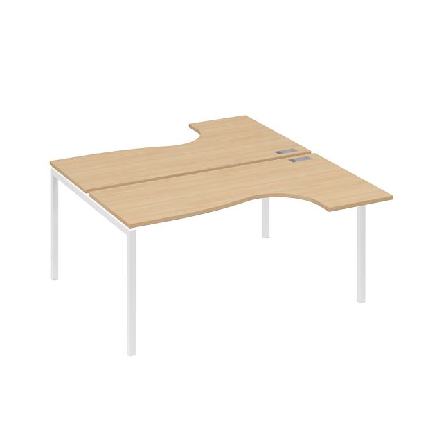 Рабочая станция каркас DUE (2х160) столы Классика A4 А4 Б2 182 БП натуральный дуб / металлокаркас белый - Вид 1
