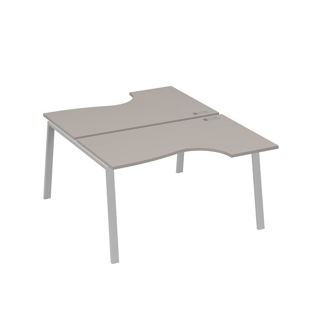 Рабочая станция столы (2х140) эргономичные Классика каркасTRE A4 А4 Б3 184  БП мокко премиум / металлокаркас серый - Вид 1