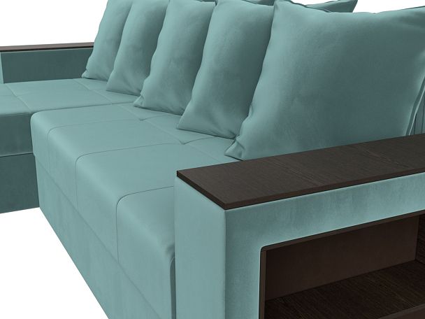 Диван угловой Дубай Лайт угол левый (полностью велюр бирюзовый) - Вид 4