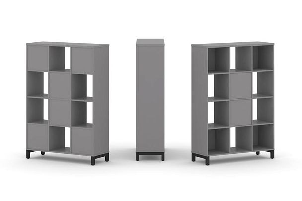 Стайл Проджект Набор стеллажа одностороннего, 4 яруса SN.NS-431 Серый Пепел/Металл Черный 1121*400*1 - Вид 1