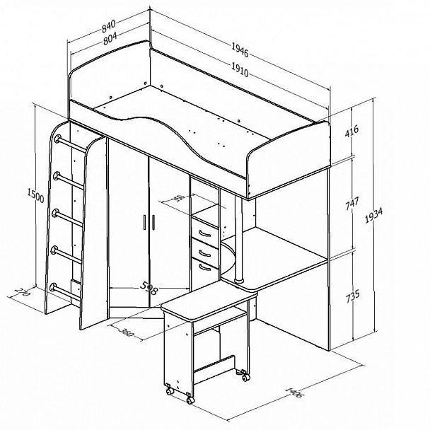Кровать-чердак "Теремок-1" - Вид 5