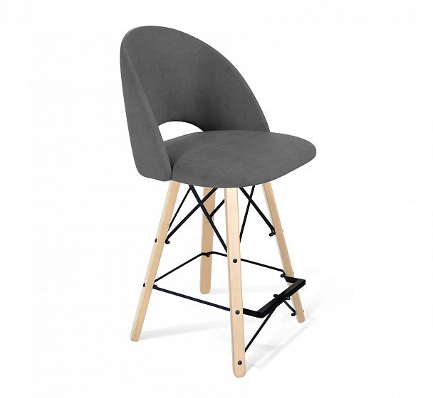 Стул полубарный Sheffilton SHT-ST34 с вырезом/S80-1 платиново-серый/прозрачный лак - Вид 1