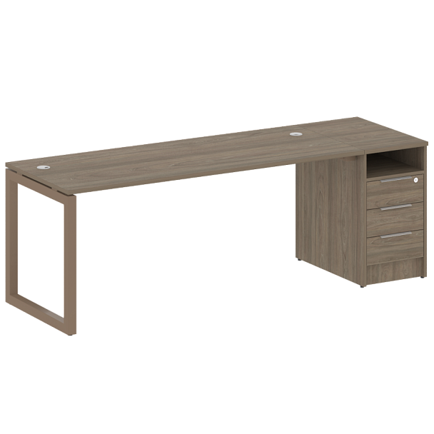 Metal System Quattro Р. ст. с тумбой на О-образном м/к 50БО.РС-СТП-1.5 Вяз/Мокко металл 2212*720*750 - Вид 1