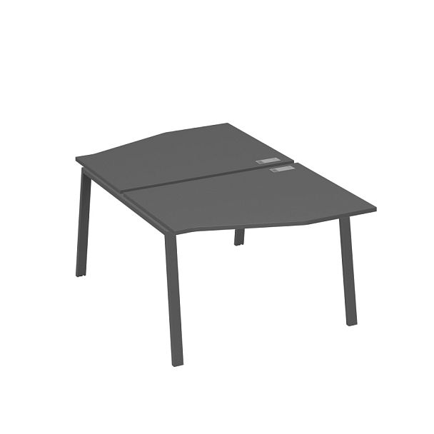 Рабочая станция со столами Техно на металлокаркасе TRE (2х120) A4 А4 Б3 189  БП антрацит премиум / металлокаркас антрацит - Вид 1