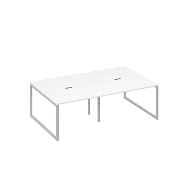 Стол 240 переговорный на опорах QUATTRO A4 А4 Б4 134-2 БП белый премиум / металлокаркас серый - Вид 1