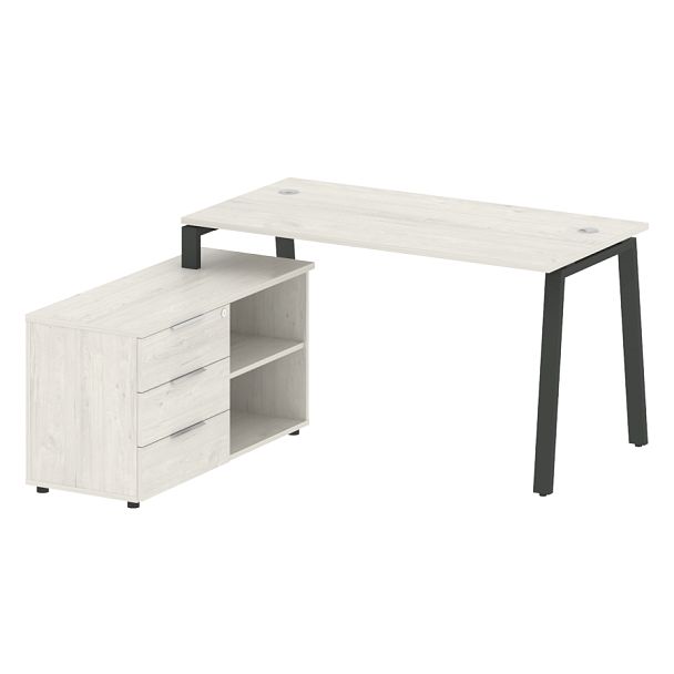 Metal System Р. ст. с тумбой на А-образном м/к БА.РС-СТС-2.3 (L) Дуб наварра/Антрацит металл 1500*1520*750 - Вид 1