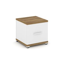 Concept Тумба приставная 1 распаш. фасад CN.TUP-004 W Сандал Янтарный/Белый Бриллиант/Металл Белый 420*420*416 - Фото предпросмотра