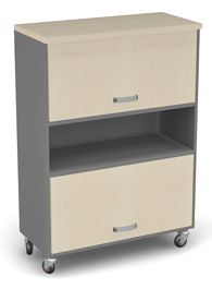 Шкаф широкий комби на колесах Берлин Береза Майнау/Серый ШКД-90 - Фото предпросмотра