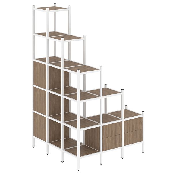 Loft Угловой внешний стеллаж наборный VR.L-59 Дуб аризона/Белый металл 1278*1278*2280 - Вид 1