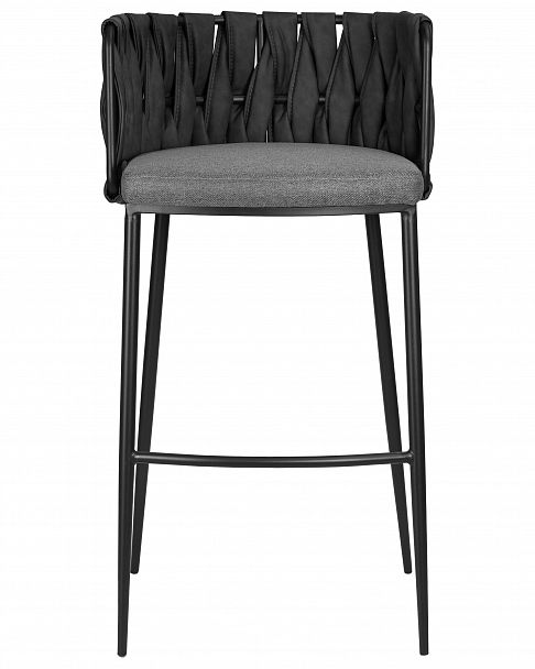 Стул барный DOBRIN AMELIA (серая ткань (F-48), темно-серый винтажный PU (MF-12)) - Вид 6