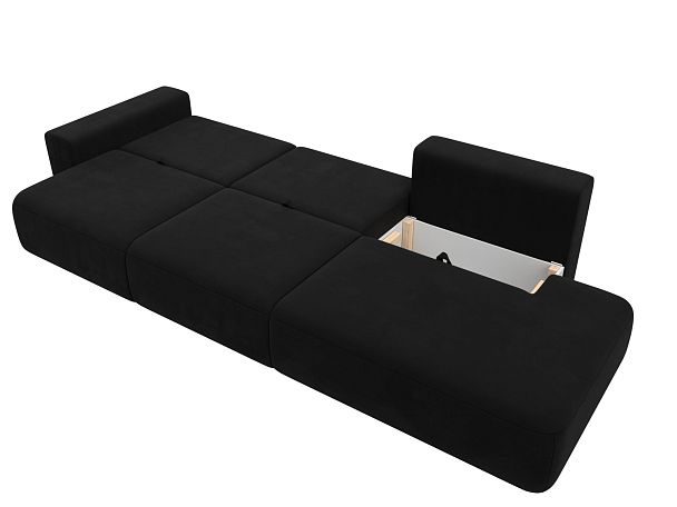 Диван прямой Лига-036 Модерн Лонг подлокотник слева Микровельвет черный - Вид 9