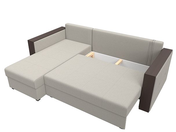 Диван угловой Валенсия Лайт левый угол Рогожка бежевый - Вид 7