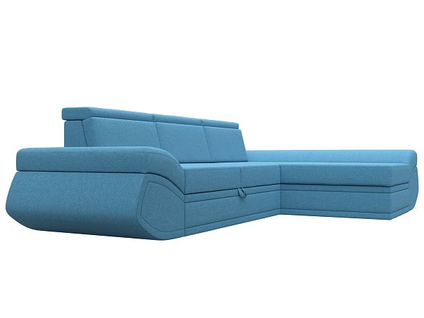 Диван угловой Лига-032 правый угол Рогожка голубой - Вид 3