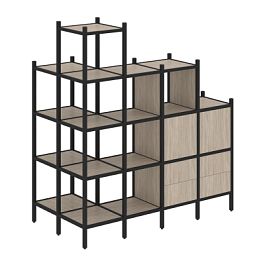 Loft Угловой внешний стеллаж наборный VR.L-58 Дуб аттик/Чёрный металл 862*1694*1869 - Фото предпросмотра