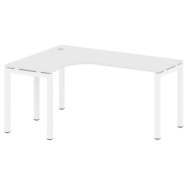 Metal System Quattro Стол криволинейный левый на П-образном м/к 50БП.СА-4 (L) Белый/Белый металл 1600*1200*750 - Вид 1