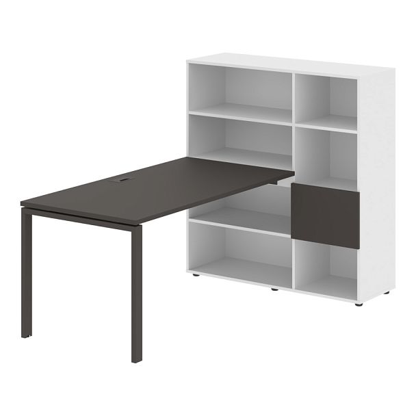 Стол-стеллаж EURST 1215 Мокко/Мокко/Белый 1990х1250х1355 EDIS - Вид 1