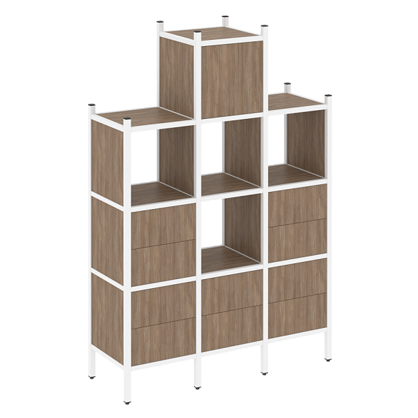 Loft Прямой стеллаж наборный VR.L-18 Дуб аризона/Белый металл 1278*446*1869 - Вид 1