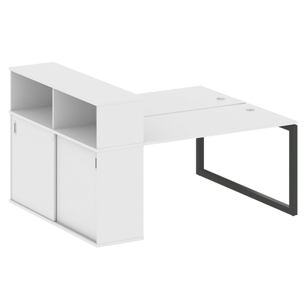 Metal System Quattro Р. ст. с шкафом-купе на О-образном м/к 50БО.РС-СШК-2.3 Т Белый/Антрацит металл 1810*1475*1098 - Вид 1