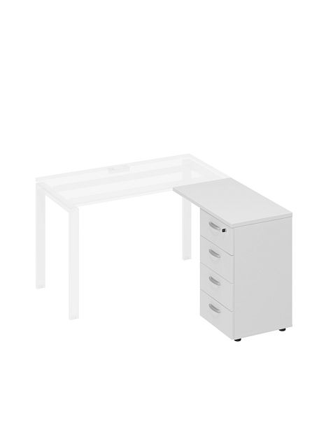 Тумба приставная 4-х ящичная с замком A4 А4 9224 БП белый премиум - Вид 1