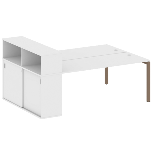 Metal System Quattro Р. ст. с шкафом-купе на П-образном м/к 50БП.РС-СШК-2.5 Т Белый/Мокко металл 2210*1475*1098 - Вид 1