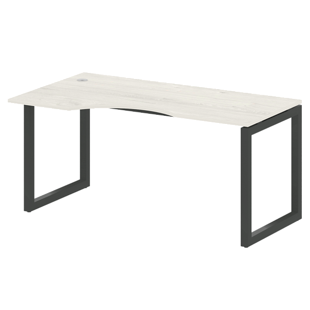 Metal System Quattro Стол криволинейный левый на О-образном м/к 50БО.СА-1 (L) Дуб наварра/Антрацит металл 1600*900*750 - Вид 1