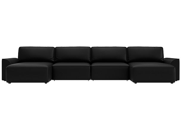 Диван п-образный Лига-048 НПБ лонг Экокожа черный - Вид 2