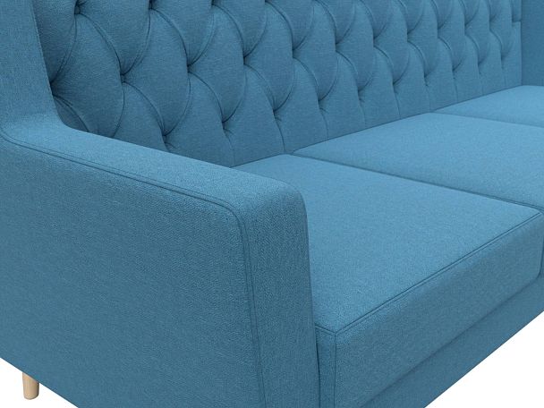 Диван кухонный прямой Брайтон 3 Люкс Рогожка голубой - Вид 4