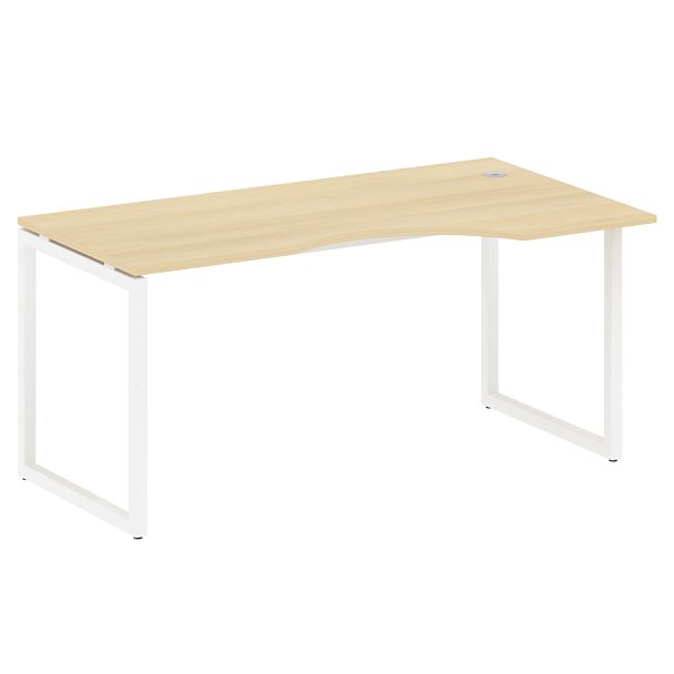 Metal System Quattro Стол криволинейный правый на О-образном м/к 40БО.СА-1 (R) Акация/Белый металл 1600*900*750 - Вид 1