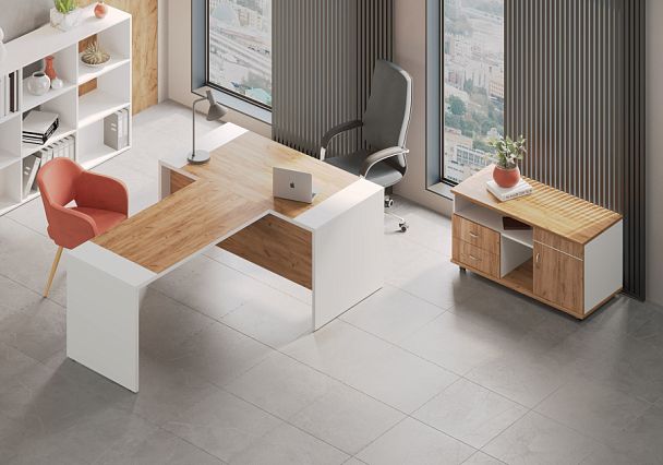 Стол письменный Foil 180x80x75 дуб крафт золотой - Вид 7