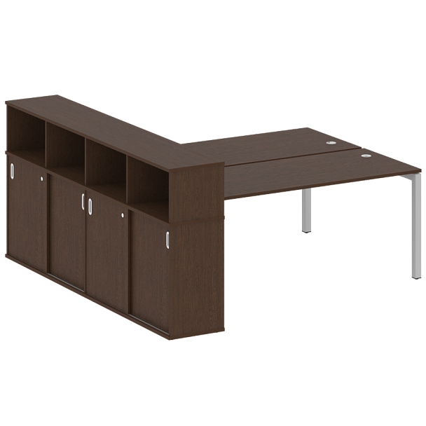 Metal System Quattro Р. ст. с шкафом-купе на П-образном м/к 50БП.РС-СШК-4.5 Т Венге/Серый металл 2210*2332*1098 - Вид 1