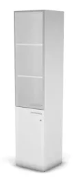 RAC068 ACCORD Шкаф комби с замком, левый, стекло сатин 451х448х1982 Белый премиум - Фото предпросмотра